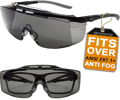 HTS HUNTERSKY Lunettes de sécurité OTG à porter par dessus des lunettes de vue conformes ANSI Z87 antibuée protection UV 100 pour laboratoire et usage professionnel