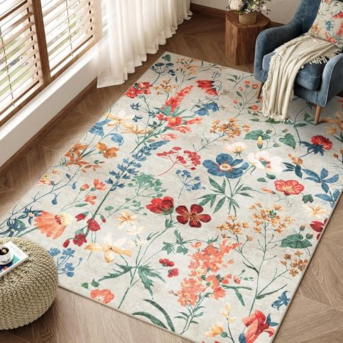 HUGEAR Teppich Wohnzimmer 80x150cm Beige Waschbarer Carpet Rug
