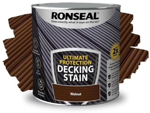 ARUUJ - Decking Stain, Long-Lasting Weather Protection, Quick Dry in 90 Minutes, Anti Slip Deck Stain, Indoor Outdoor Use, Protects Against Scuffs & Foot Traffic, Matt Finish (Walnut, 2.5L)