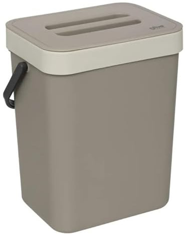 Paris Prix FIVE Simply Smart - Poubelle à Compost Double Fixation 5L Beige