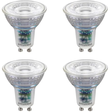 SYLVANIA GU10 LED Lampe Energieklasse A, Warmweiß 3000K, 50W Ersatz, 360 Lumen, Nicht Dimmbar, Spot Reflektor (4er Pack)