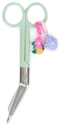 Enfermera en apuros® Tijeras Pico Pato para enfermeras Color Aguamarina con Charm de Jeringuilla | Herramientas de enfermería de acero inoxidable (Verde)