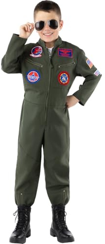Funidelia Costume da pilota di Top Gun per bambino, Licenza Ufficiale, Taglia 3-4 anni Pilota, Aviatore - Vestito per bambini per feste, Carnevale e Halloween
