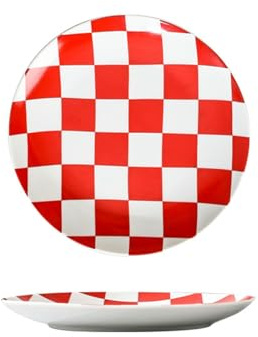 Nordischer kreativer Druck Keramik Schachbrettmuster Western Essen Backblech rot kariert Teller