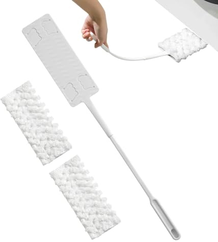 Quorvex Crevice Dust Cleaning Brush, Appliance Duster Crevice Cleaning Tool with 2 Microfiber Cloths, Hard-to-Reach Area Sweeping Tool for Baseboard Bed Cabinet Sofa Refrigerator Furniture