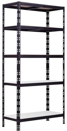 TrendLine Schwerlastregal Stahl 180x90x40cm 5 Holzböden 600kg schwarz Regal Mehrzweckregal