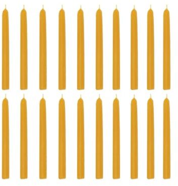 Josef Muhr - 100% Reines Bienenwachs Puppenkerzen - Handgezogen - Honiggelb - 20 Stück - 10 x 70 mm - Baumkerzen - Puppenlichte - Miniaturkerzen - Weihnachtskerzen - Pyramidenkerzen
