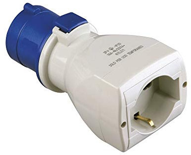 POLY POOL, PP0648X Adattatore CEE 3 Poli con Spina IEC309 Grande 16A e Presa Civile Schuko P40 Pluristandard Standard Italiano e Tedesco, Adattatore Presa Industriale con Made in Italy, 1 PEZZO
