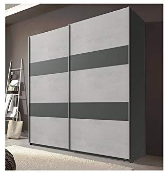 Germanica™ DRESDEN Bedroom 180cm Sliding 2 Door Wardrobe, Colour Schemes GRAPHITE & STONE (GRAPHITE & STONE) MADE IN GERMANY