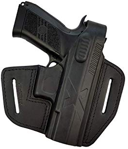 VlaMiTex B18 Leder Pistolenholster Gürtel Holster für CZ 75 P-07 Duty, schwarz