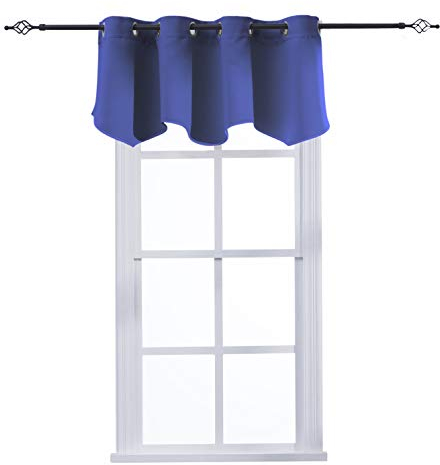 Aquazolax Fenster-Volants mit Ösen oben für die Küche, verdunkelnd, dekorativer Querbehang, 132,1 x 45,7 cm, marineblau, 1 Stück