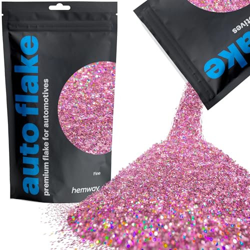 Hemway Premium Automotive Glitter Flake Paint Additive - Pink Holographic | Fine Metal Flakes for Car, Truck, RV, Motorbike & Boat Decoration | Mix with Auto Paint | 100 g