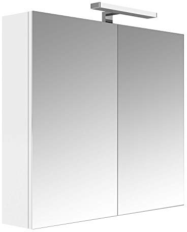 ALLIBERT Armoire de Toilette éclairante Juno 80 cm 2 Portes Blanche
