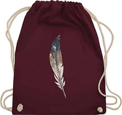 Shirtracer Turnbeutel Rucksack - Sprüche Statement - Wasserfarben Feder Druck - Unisize - Bordeauxrot - festivalbeutel mit aufschrift natur beutel statements hippie stoffbeutel sprüchen federn