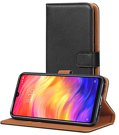AICEK Hülle Kompatibel mit Xiaomi Redmi Note 7, Lederhülle für Xiaomi Redmi Note 7 Schutzhülle PU Leder Klapphülle mit Kartenfach Ständer Magnet Funktion Schwarz (6,3 Zoll)
