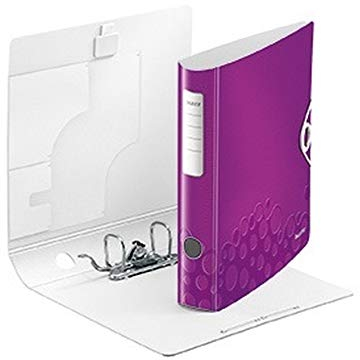 Leitz Qualitäts-Ordner 180° Active WOW, A4, Schmal, Abgerundeter Rücken, 6,5 cm breit, Gummibandverschluss, Leichtes Polyfoam, Plastik-Ordner, WOW Serie, Violett, 11070062