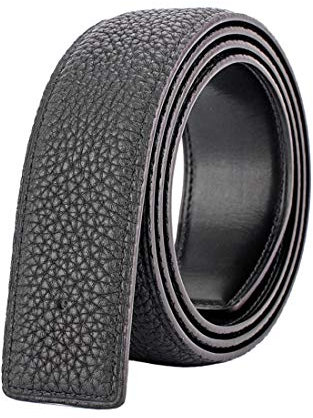 Vatee's Damen/Herren Echtleder-Ersatz-Gürtelriemen ohne Schnalle 38mm breit 100cm lang Schwarz