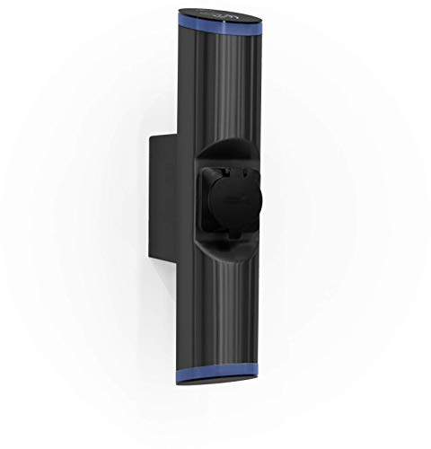 Hesotec Premium EV Wallbox Ladestation 22 kW | Ladeleistung 32 A | Wandadapter + App Electrify eBox sr10 Basis | Zuhause oder Firmenparkplatz | Mattschwarz