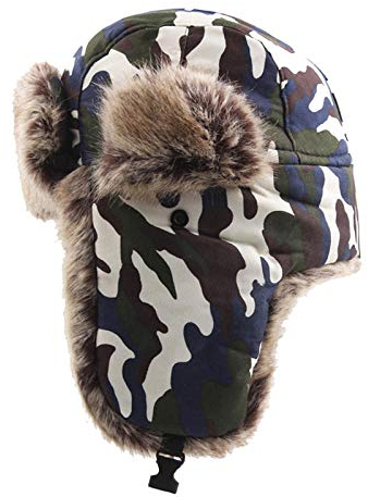 Russen Mütze Herren Frauen Bomber Hut Pilot Trooper Aviator Cap Herren Hut Russische Ushanka Earflap Caps Winter Schnee Ski Hats-Camouflage_Flower