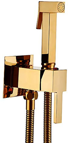 Shower Set Handheld Bidet Spruzzatore Ottone Acqua Calda e Fredda Spruzzatore per Bidet Manico Singolo Spruzzatore per Doccia Montaggio a Parete Doccetta Bidet con Flessibile Doccia,d'oro
