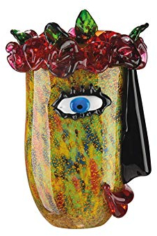 GILDE GLAS art Blumenvase - Tischdeko - Geschenke für Frauen - Buntglas 31 cm 6_gelb