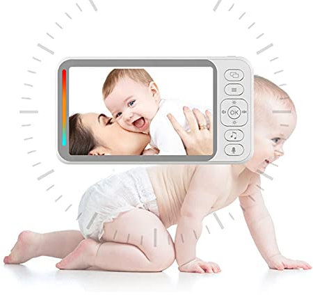 Anyer Monitor de bebé, Monitor de Pantalla de Alta definición de 4.3 Pulgadas, intercomunicación bidireccional 2.4G Cámara inalámbrica Vox Función infrarrojo Visión Nocturna