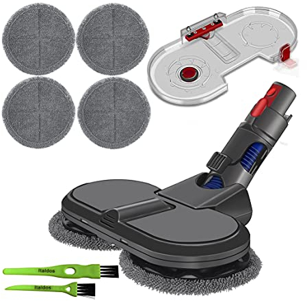Italdos Spazzola Turbo Motorizzata Lavapavimento compatibile per Dyson V8 V10 V11 V7 Aspira Lava Lucidatura Pavimento Marmo Legno compreso Panno in Microfibra e Serbatoio per Acqua