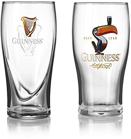 Mish Mash Gifts Offizielles Guinness Merchandise Gravity and Toucan 2er-Pack Pint-Gläser