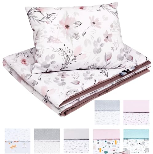 Bellochi Multifunktional Baby Decke Set - Doppelseitig Baby Bettwäsche 75x100 cm und Kissen 30x40cm - aus 100% Baumwolle - Choco Fantasy