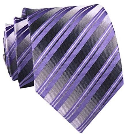 Rosiika Cravates à carreaux à rayures pour homme - Motif business formel - Pour fête de mariage, Violet lavande., taille unique