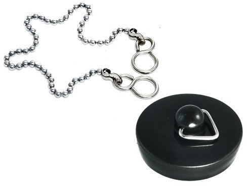 One Stop DIY Lot de 3 bouchons d'évier en plastique noir 38 mm et chaînes 30,5 cm