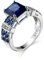 BCughia Goldene Ringe Damen, Eheringe Zweifarbig Blau Blau Strahlend Zirkonia Versilbert Kronen Luxusring Verlobung Engagement Damen Ring 54
