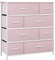 LLappuil Kommode mit 8 Schubladen, Kinderkommode für Schlafzimmer, Kinderzimmer, Schrank, Flur, Wohnzimmer, Spielzimmer. Stoffaufbewahrungsmöbel mit Stahlrahmen, Holzplatte und leicht zu ziehenden