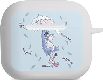 Hülle mit Karabiner kompatibel mit Apple AirPods (3.Generation) Case weiß Schutzhülle mit Schlüsselanhänger Disney Winnie Puuh I-Aah Offizielles Lizenzprodukt