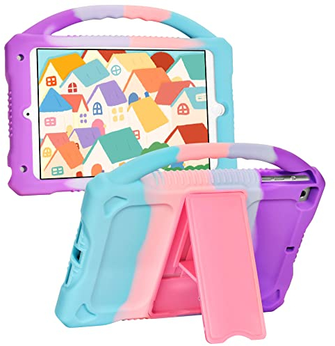 JOGUIIA iPad Mini 5/4/3/2/1 Hülle für Kinder,Premium-Silikonhülle für Apple iPad 7,9 Zoll Mini 5./4./3./2./1.Generation Eingebauter Standgriff(Mehrfarbig)