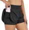 COTOP Laufhose Damen Kurz, 2 in 1 Sporthose Kurze Sommer mit Tasche, Midwaist Sport Shorts Teenager Mädchen mit Elastisch Unterhose für Volleyball, Joggen, Gym (Schwarz S)