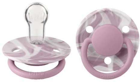 BIBS De Lux Tie Dye Schnuller 2er-Pack, BPA-frei, Symmetrischer Nippel. Silikon, Hergestellt in Dänemark. 0-6 Monate (2er Pack), Heather White
