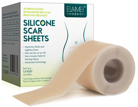 Nastro In Gel Di Silicone Per La Rimozione Di Cicatrici Di Grado Medico (1,6 X 120) Comfortable Scar Removal Sheet Long Strips for Acne Scars C-Section & Keloid Surgery Scars Sheets Treatment Tape