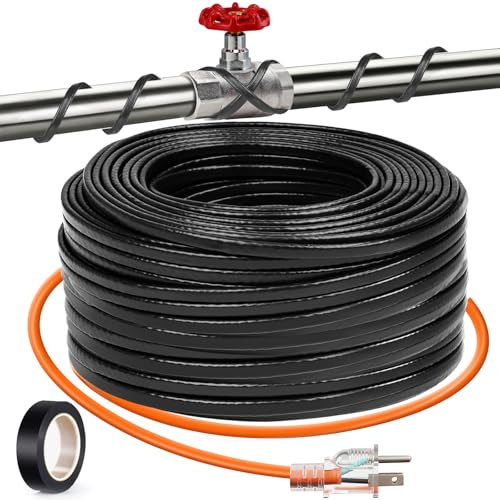 50ft Thermal Tape, Defrost Heating Cable, Tube (Metal and Plastic), Freeze Protected Water Pipe Heating Cable, Self-Regulating Temperature, with Buckle