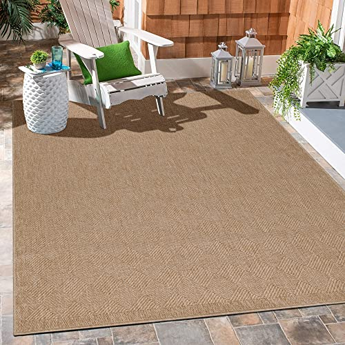 Carpetsale24 In & Outdoor Teppich 140x200 cm – Moderner Balkon Teppich in Natur Jute-Optik – Wetterfest, Flachgewebe & Pflegeleicht – Für drinnen & draußen