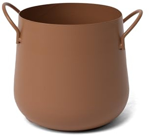 LIN HOME Macetero de Hierro Forjado para Plantas 14x14cm Ø - Maceta Resistente, Exquisitas y Delicadas para Jardín, Balcon, Terraza Color Marrón