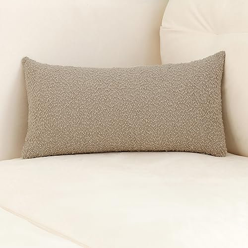 Jeneoo Hellgrauer dekorativer Lendenwirbel-Kissenbezug, dick strukturiert, Boucle Couch-Kissenbezug für Sofa-Dekor, 1 Stück, 35,6 x 91,4 cm