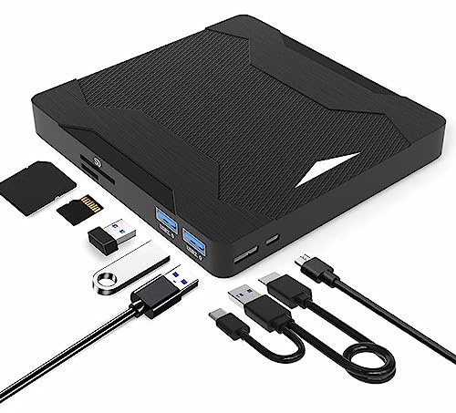 Extern DVD-enhet, Bärbar USB 3.0 TYPE C DVD-brännare, Bärbar CD/DVD ROM-brännare med Ljus, Kompatibel med Win 2000/2003/XP/7/8/10/Maximum OS, för Chrome OS