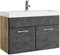 Badezimmer Badmöbel Set Paso 01 80cm Waschbecken Kastanien Eiche mit Dunkle Grau - Unterschrank Schrank Waschbecken Waschtisch