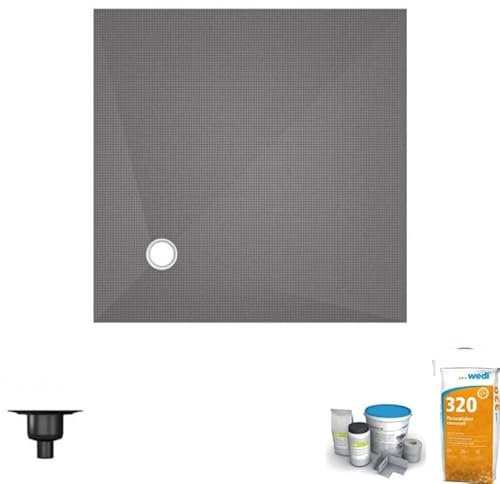 WEDI Receveur de douche à carreler 120 x 120, moderne, brillante, résine, plastique, autonome, carré, 1 Count