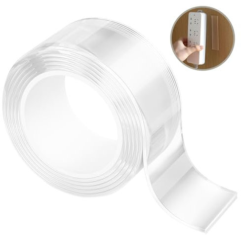 Biadesivo 3m Extra Forte, Nastro Biadesivo da 2 Pezzi - 6M Totali, Nastro Trasparente, Rimovibile & Lavabile, Nastro Adesivo di Montaggio per Interni ed Esterni