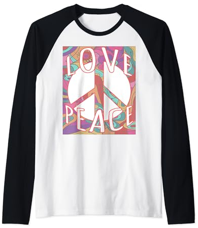 Peace Sign Love Tee 60er 70er Jahre Krawatte Die Hippie Herren und Damen Raglan