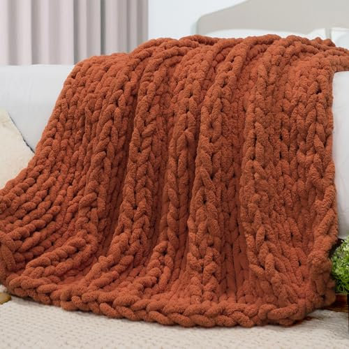 Carriediosa Grobstrick-Überwurfdecke, 152,4 x 203,2 cm, Doppelbett, 100 % handgefertigt, großes Chenille-Schlaufengarn, weich, flauschig, Überwürfe für Couch, Sofa, Bett, große gehäkelte, gemütliche,