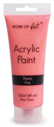 Quickdraw 120ml Pastel Acrylic Paint Tubes Assorted Colours Water-Based Non-Toxic Paints for Artists (Pastel Pink)