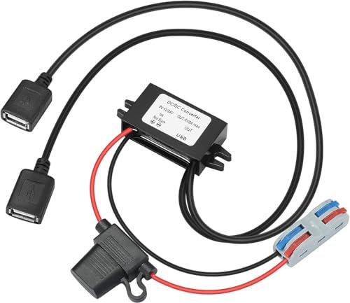 YABOANG Doppia porta USB Buck da 12/24V a 5V DC/DC Converter, convertitore di tensione CC/CC da 12V/24V a 5V3A 15W MAX Trasformatore di potenza per auto, luci LED, camion,strumenti, ecc.